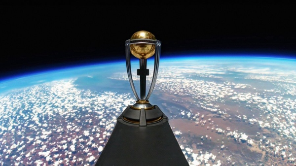 ICC World cup 2023 countdown - trophy launched in space about 120000 feet 