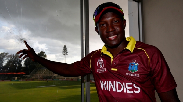 ICC World cup Qualifier - Roman Powell Sixers break glasses in the stadium