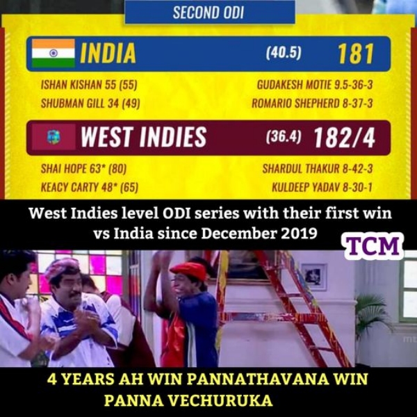 IND vs WI: Fantastic Memes from Social Media, after West Indies beat India by 6 wickets 