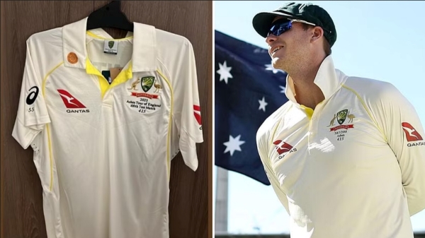Special jersey for Steve Smith in his 100th Test match against England in the Ashes 2023 
