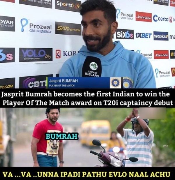 Fantastic memes from Social media after india won by 2 runs against ireland and Bumrah Come back 