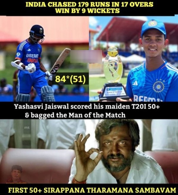 Fantastic memes from Social Media after India won against West Indies in the 4th T20 at Florida 