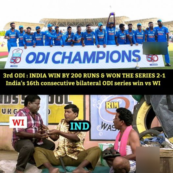 Trending Memes after Indian won by 200 Runs and Won the ODI Series against West Indies 