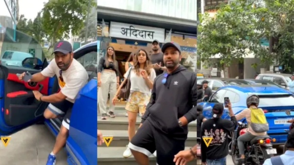 Rohit Sharma and his wife Ritika Sajdeh seen in Lambhorgini Urus Car worth of Rs.4.2 Crores in Mumbai 