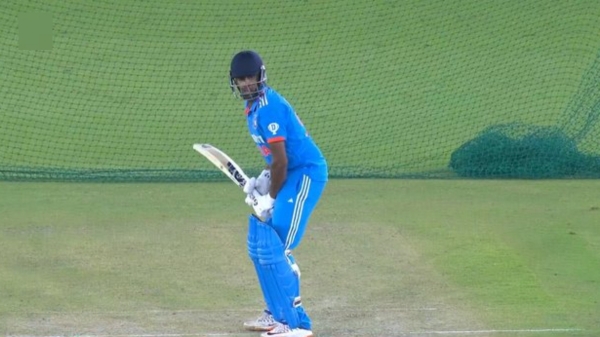 Ravichandran Ashwin having a batting practice after the victory in the first ODI against Australia 