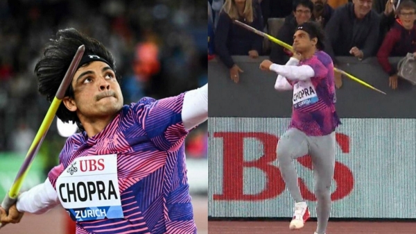 Neeraj Chopra takes second place in the mens javelin throw at the Zurich Diamond league 2023 