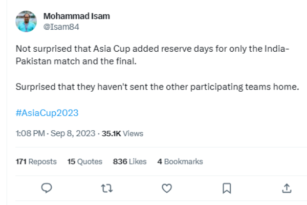 Asia Cup 2023 : Sri Lanka, Bangladesh unhappy over reserve day