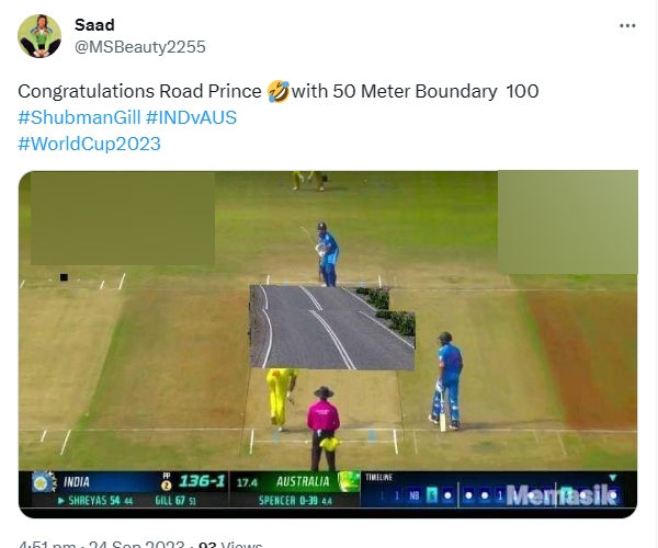 Pakistan fans says Shubman Gill is Road prince after India vs Australia 2nd ODI