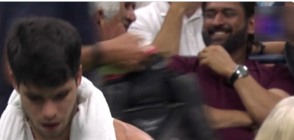 CSK Captain MS Dhoni watched the US Open Quarter Finals between Alcaraz and Zverev 