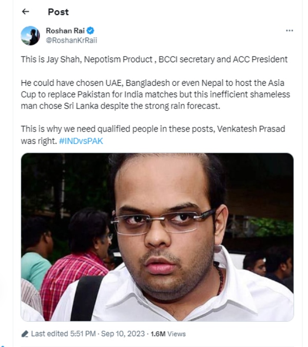 IND vs PAK : Jay Shah criticized by fans as rain stopped the match 