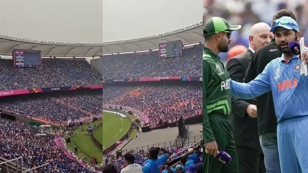 India pakistan world cup match crowd chants Jai shree ram in ahmedabad