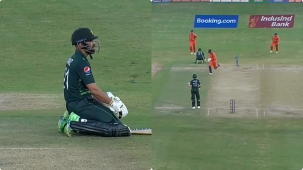 Pakistan player Mohammad Nawaz run out himself in a funny incident against Netherland