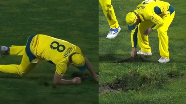 ICC ODI World Cup 2023 : Mitchell Marsh fall down due to Dharamsala outfield