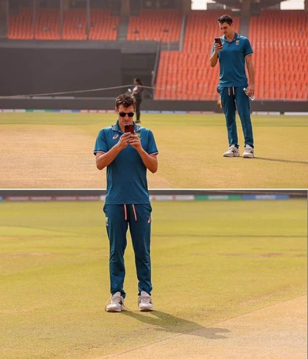 INDIA vs AUSTRALIA World Cup FINAL 2023: Australia Captain Pat Cummins took photos of the Ahmedabad Pitch ahead of the World Cup Finals 2023 