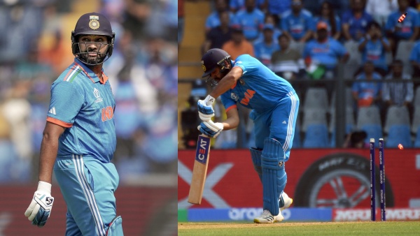 India Captain Rohit Sharma got out for just 4 runs against Srilanka at Mumbai in World Cup 2023 
