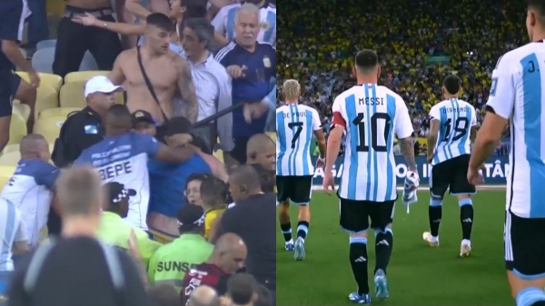 FIFA World Cup Qualifiers: Lionel Messi takes his team to calm down the police while they beating Argentina Fans in Maracana Stadium 