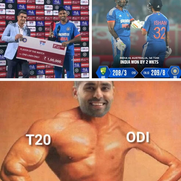 Ind vs aus Cricket memes - Fans trolling suryakumar for scoring in t20 matches only