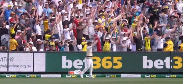 AUS vs PAK : MCG Crowd dances with Pakistan Player Hasan Ali during the 3rd of the Australia - Pakistan Match 