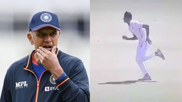 Rahul Dravid son Samit Dravid bowling against Mumbai in the U18 Coach Behar Trophy video is trending 