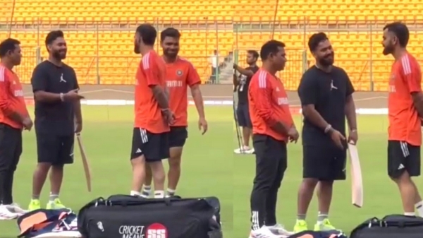 IND vs AFG : Rishabh Pant meet Indian Players Rohit Sharma and Virat Kohli at Chinnaswamy Stadium at Bangalore 