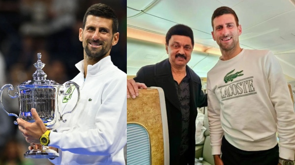 Tamilnadu CM MK Stalin met Tennis legend Novak Djokovic in flight during the travel to Spain 