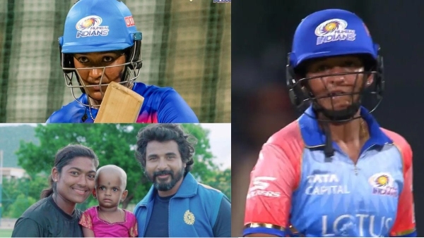 WPL 2024 : Mumbai Player Sajeevan Sajana who hits last ball six against Delhi Capitals is acted in the tamil film Kanaa 