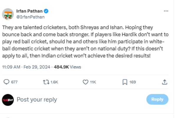 Former Cricketer Irfan Pathan questions about Hardik Pandya not playing domestic Cricket and BCCI contract 