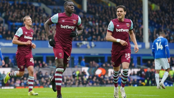 Kurt Zouma second from left celebrates West Ham s opener