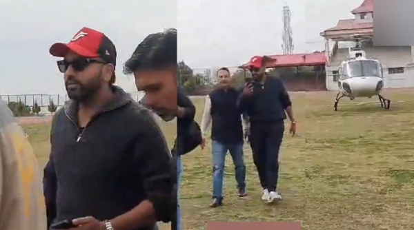 India vs England - Rohit sharma reached Dharmasla in helicopter with swag