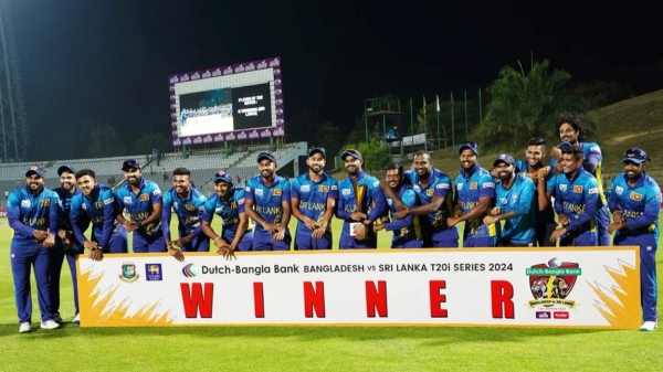 BAN vs SL Srilankan Players imitate Angelo Mathews timed out celebration after the Series win against Bangladesh