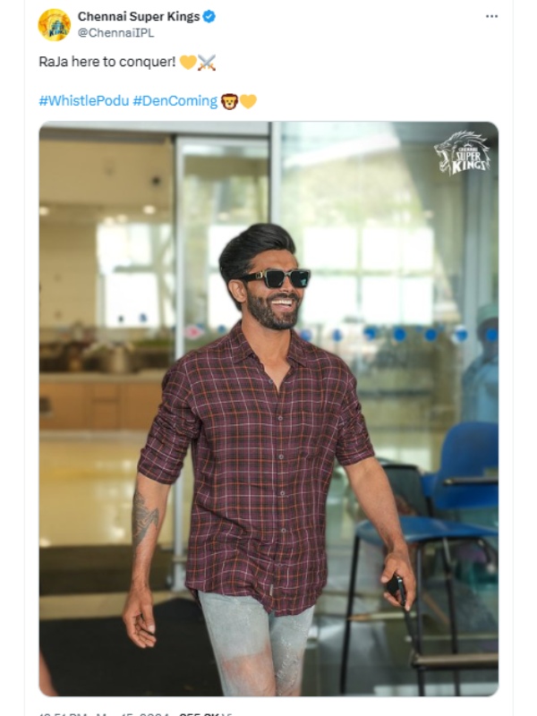 IPL 2024 - CSK Ilaya thalapathy Jadeja reached chennai