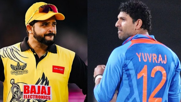 Legends Cricket Trophy 2024 Yuvraj Singh hit a six as Suresh Raina hit fifty in Delhi Devils vs NY Strikers match