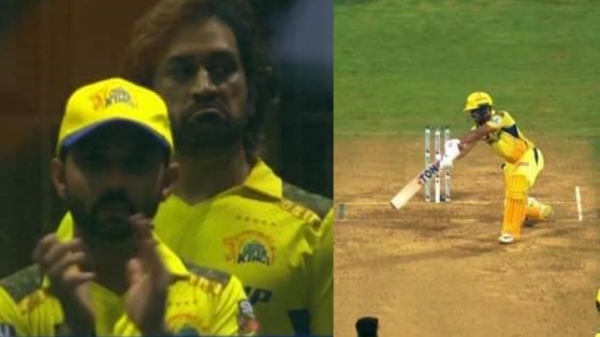 IPL 2024 CSK VS MI - Ruturaj gaikwad shot over extra cover appreciated by MS Dhoni