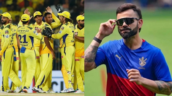 IPL 2024 RCB vs CSK Virat Kohli shows Silence gesture against CSK fans after Rahane got out against RCB