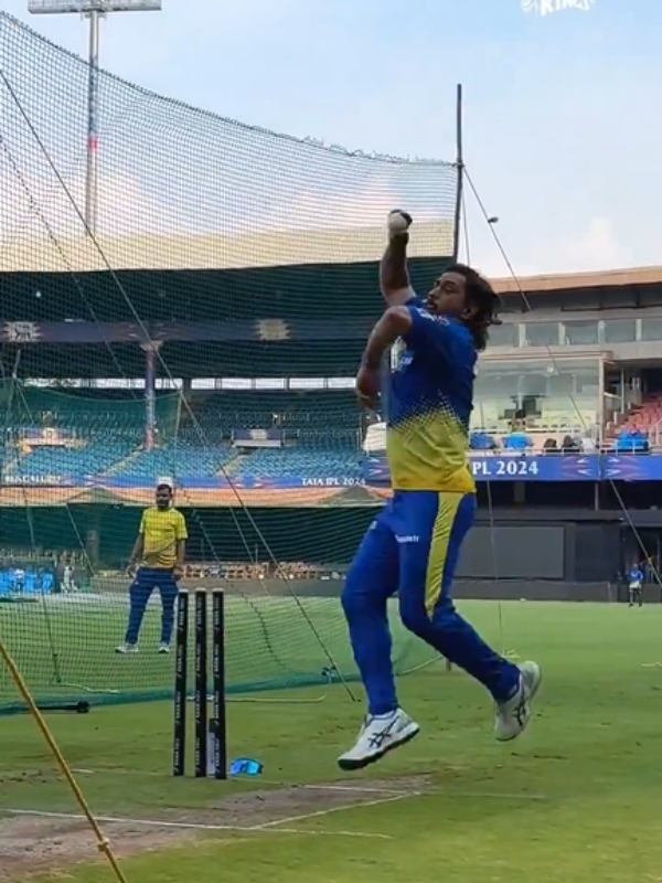 IPL 2024 RCB vs CSK MS Dhoni was seen bowling in the net practice for the match against RCB at Bangalore