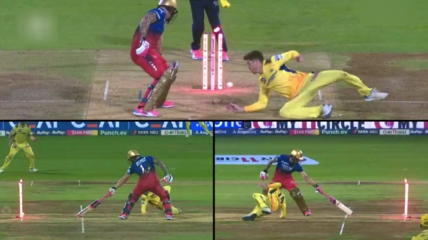 IPL 2024 CSK vs RCB - Lucky Run out for CSK as Faf duplessis dismissed for 54 runs