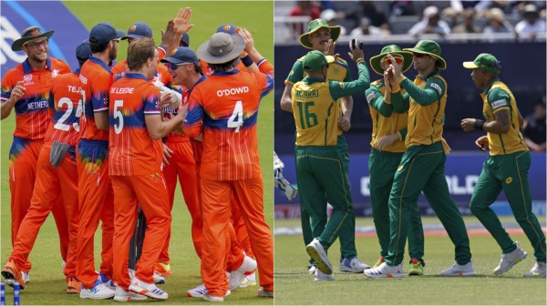 NED vs SA T20 World cup 2024 - South africa chocked by losing 4 wickets for 12 runs but miller saves the day