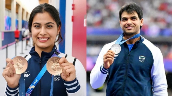 Neeraj chopra Manu Bhaker Paris olympics 2024