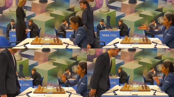 Chess Nodirbek Yakubboev GM Vaishali handshake islam