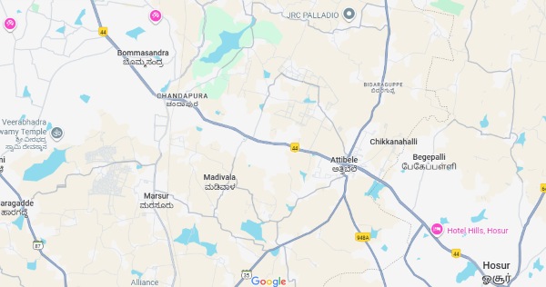 Bommasandra to Hosur Map