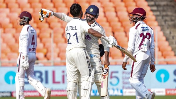 IND vs WI West Indies Collapses as Jadeja Jurel Hit Centuries India at 448-5
