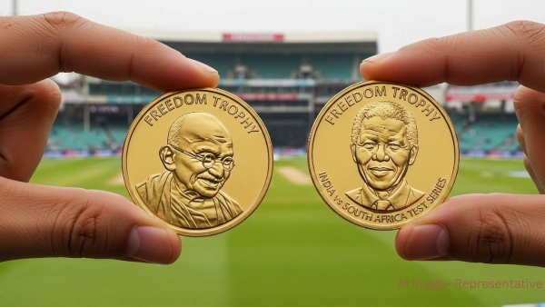 India vs South Africa Test Mahatma Gandhi - Nelson Mandela Gold Coin for Toss at IND vs SA first Test at Kolkata