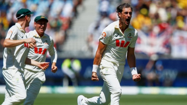 Mitchell Starc bowling in Ashes 2025 Routs England with 145 KMPH Pace Joe Root Ducks for 100th Ashes Wicket