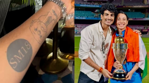 IND vs SA Final Smriti Mandhana s Boyfriend Palash Muchhal Flaunts SM18 Tattoo After World Cup Win Photo spreads among fans