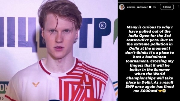 Anders Antonsen Withdraws From India Open 2026 Citing Delhi s Toxic Air Quality