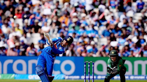 Smriti Mandhana celebrates her 68-run innings against Pakistan