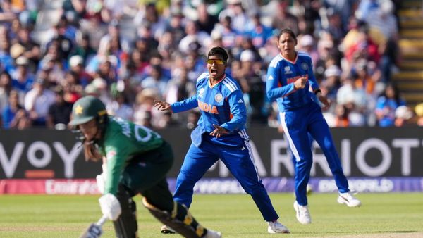 Deepti Sharma celebrating after taking historic wicket Deepti Sharma celebrating after taking historic wicket