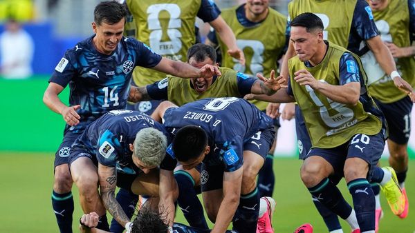 Paraguay celebrating victory against Turkey in 2026 World Cup match Paraguay celebrating victory against Turkey in 2026 World Cup match