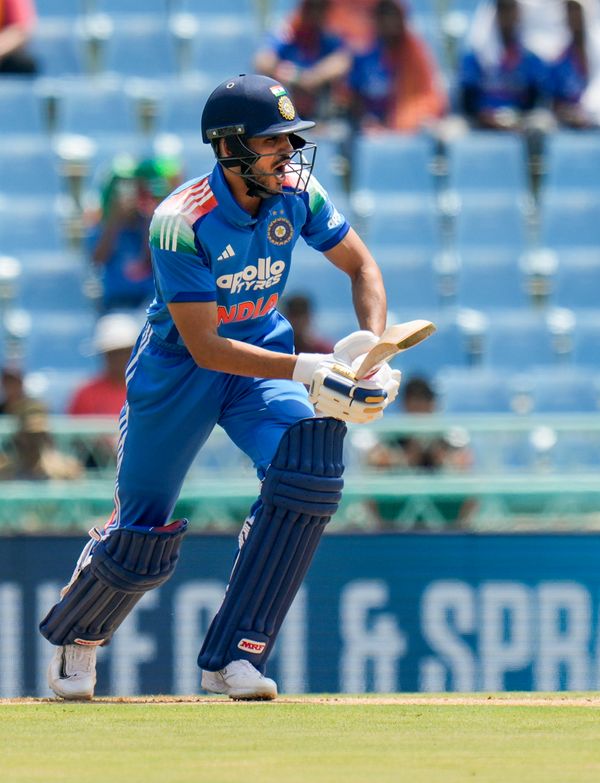 Shubman Gill celebrating his 9th ODI century on field Shubman Gill celebrating his 9th ODI century on field
