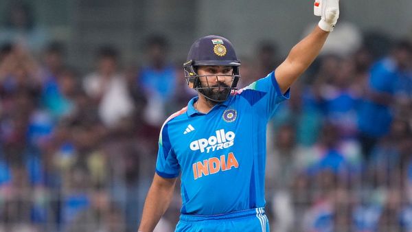 Rohit Sharma celebrating record-breaking runs as opener